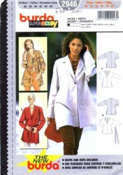 2946 BURDA ONE BUTTON LOOSE SWING JACKET PATTERN 10-20 uncut